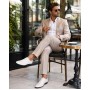 Pantofi albi eleganti pentru barbati piele naturala de culoare GKR71A